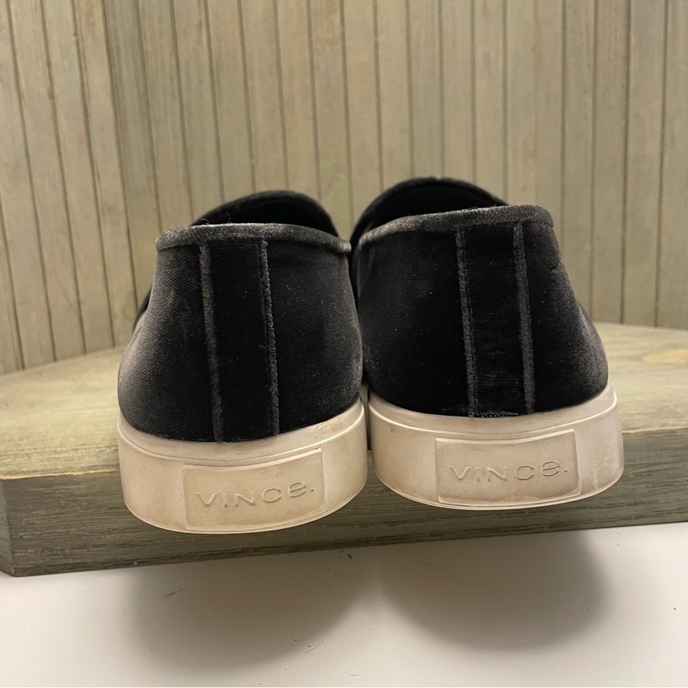 Mens VINCE Grey Velvet Slip On Sneakers 9 - Picture 4 of 9